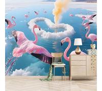 papel pintado pared infantil 250x370cm Flamenco En Forma De Corazón papel pintado infantil Paneles de lienzo artístico 3D con unión invisible, ideales para dormitorio o estudio creativo EB24-2539