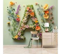 papel pintado pared infantil 300x210cm Rompecabezas De Flores De Colores A papel pintado flores Impresión artística en lienzo al óleo, instalación continua sin cortes, ideal para oficina en casa