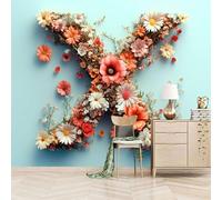 papel pintado pared infantil 300x210cm Rompecabezas De Flores De Colores X papel pintado flores Impresión artística en lienzo al óleo, instalación continua sin cortes, ideal para oficina en casa