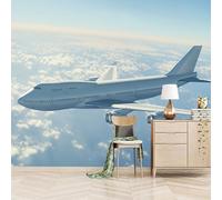 papel pintado pared infantil 350x260cm Aviones Jumbo papel pintado ladrillo Lienzo mural 3D sin costura visible, perfecto para pasillo o zona de lectura EB24-3799