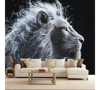 papel pintado pared infantil 350x260cm León Blanco Con Punta De Estrella papel pintado ladrillo Lienzo mural 3D sin costura visible, perfecto para pasillo o zona de lectura EB24-6486