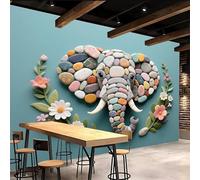 papel pintado pared infantil 400x280cm Elefante Rompecabezas De Piedra Azul papel pintado armario Cuadro mural sin papel pintado, sobre lienzo de óleo, montaje sin uniones, para sala minimalista