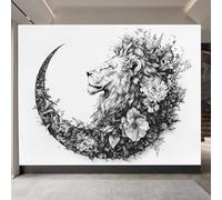 papel pintado pared infantil 500x280cm León De Flor De Media Luna papel pintado geometrico Conjunto mural 3D de lienzo al óleo, montaje continuo, ideal para fondo de sofá o pared TV EB24-5203