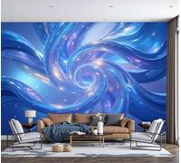 Papel Pintado Pared Líneas Espirales Futuro De La Tecnología, 200X140Cm Material De Seda Mural, Azul Papel Tapiz 3D Adecuado Para Decoración Paredes Sala,Dormitorio