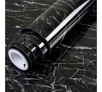 Papel pintado pared Marble Vinyl Film Self Adhesive Wallpaper for Bathroom Kitchen Cupboard Countertops Contact Paper PVC Waterproof Wall Stickers para Decoración(Marble Jazz Black,200x80CM)