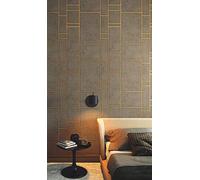 Papel Pintado Pared Marrón con Motivos Geométricos - Mynista - Salón, Dormitorio y Cocina - Fabricado en Alemania - 10,05 x 0,53m
