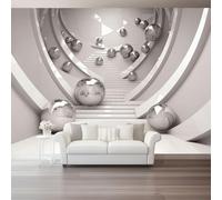 Papel Pintado Pared Minimalismo Esfera, Blanco Plateado Mural Autoadhesivo 150 x 105 cm（WxH Adhesivo Muebles Autoadhesivo Papeles Pintados para Dormitorio Salón Pasillo