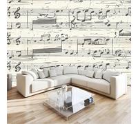 Papel Pintado Pared Moderno 300x210 cm hoja de notas musicales Fotomurales Decorativos Pared Tejido No Tejido Decorativos Murales Fotográfico Moderno Decoración de Paredes