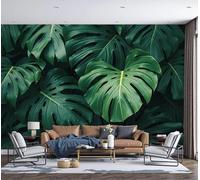 Papel Pintado Pared Monstera Deliciosa Realismo Natural,450X300Cm Material De Seda Mural,Verde Oscuro Papel Tapiz 3D Adecuado Para Decoración Paredes Sala,Dormitorio
