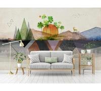Papel Pintado Pared Montaña Geométrica 250x175cm Fotomurales Decorativos Pared Infantil 3D Murales Dormitorio Salon -MIWEI Wallpaper-ZXY-32610