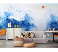 Papel Pintado Pared Montañas Y Agua Azul 350x250cm Fotomurales Decorativos Pared Infantil 3D Murales Dormitorio Salon -MIWEI Wallpaper-ZXY-03741