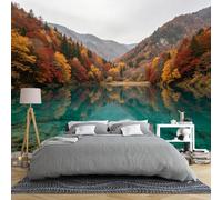 Papel Pintado Pared Mural De Pared Bosque De Otoño 450 × 315 Cm Mural De Pared Panorámico No Tejido Con Paisaje De Montaña Y Lago Gran Escena Natural Decoración De Pared Para Sala De Estar Y Do