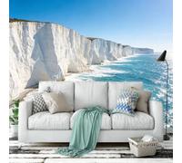 Papel Pintado Pared Mural De Pared Costero Acantilados Blancos 350 × 245 Cm Papel Pintado Fotográfico Panorámico 3D De Gran Tamaño No Tejido Con Paisaje Oceánico Mar Azul Playa Decoración De P