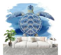 Papel Pintado Pared Panorámico 300x210 cm Arte Cuckold Marina Pintura Papel Pintado Tejido no Tejido Azul Fotomurales para Salón, Adulto Habitación de Niños, Estudio Decoración