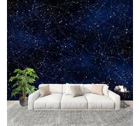 Papel Pintado Pared Panorámico 400x280 cm GeometríA Cielo Estrellado LíNeas Estelares Papel Pintado Tejido no Tejido Azul Fotomurales para Salón, Adulto Habitación de Niños, Estudio Decoración