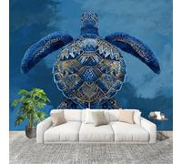 Papel Pintado Pared Panorámico 400x280 cm Pintado Arte Cuckold Marina Papel Pintado Tejido no Tejido Azul Fotomurales para Salón, Adulto Habitación de Niños, Estudio Decoración