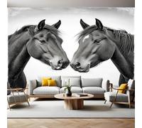 Papel Pintado Pared Panorámico Animal Caballo Negro 250 x 175 cm Póster Gigante de Pared Personalizado 3D Para Sala de Estar, Adulto Habitación de Niños, Estudio