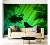 Papel Pintado Pared Panorámico Animales Fantasía Ranas Hojas - 250 x 175 cm Gigante Papel pintado tejido no tejido, Verde Póster Fotomurales Decoración Para Salón Dormitorio