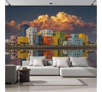 Papel Pintado Pared Panorámico Fotomurales Ciudades Escandinavas Pintura Arquitectura Minimalista Sala De Estar Dormitorio 300X210Cm Murales De Pared Papel Pared