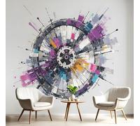 Papel Pintado Pared Panorámico Fotomurales Líneas Circulares Pintura Arte Abstracto Sala De Estar Dormitorio 250X170Cm Murales De Pared Papel Pared