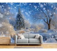 Papel Pintado Pared Panorámico Fotomurales Pino De Estanque Pintura Naturaleza Invernal Sala De Estar Dormitorio 300X210Cm Murales De Pared Papel Pared