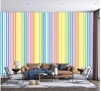 Papel Pintado Pared Panorámico Fotomurales Rayas De Arcoíris Pintura Artes Visuales Sala De Estar Dormitorio 300X210Cm Murales De Pared Papel Pared