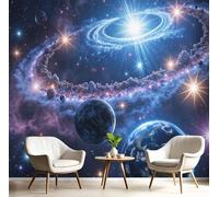 Papel Pintado Pared Panorámico Remolino De Meteorito 3D Seda, 200X140Cm, Galaxia De Fantasía Azul Marino, Póster Gigante De Pared Personalizado 3D Para Salón Dormitorio Fotomurales Decoración