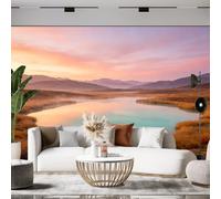 Papel Pintado Pared Papel Pintado De Lago De Montaña De 150 × 105 Cm Mural Panorámico De Paisaje Al Atardecer Para Dormitorio Y Sala De Estar No Tejido Gran Decoración De Pared Moderna Con Paisa