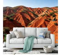 Papel Pintado Pared Papel Pintado Mural De Pared No Tejido De 100 × 70 Cm Paisaje Panorámico 3D De Montaña Del Cañón Rojo Decoración De Pared De Roca Desértica Papel Pintado De Naturaleza Par
