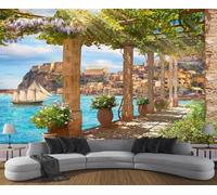 Papel Pintado Pared Pilares Y Marcos De Flores Junto Al Mar 450x300cm Fotomurales Decorativos Pared Infantil 3D Murales Dormitorio Salon -MIWEI Wallpaper-ZXY-29718