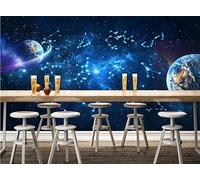 Papel Pintado Pared Planeta Estrella Azul 300x210cm Fotomurales Decorativos Pared Infantil 3D Murales Dormitorio Salon -MIWEI Wallpaper-ZXY-33826