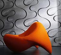 Papel Pintado Pared Plateado Ondas - con Líneas, Elemento Decorativo - Ideal para el Salón - Colani Visions - Fabricado en Alemania - 10,05 x 0,70m - 53340