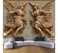 Papel Pintado Pared Relieve 3D Ángel 250×175cm Papel Tapiz Fotomurales 3D,Lujo Palacio Ángel Dormitorio Salón Tv Fondo Pared,Moderna XL Decora Murales,Marrón Murales Fotográficos