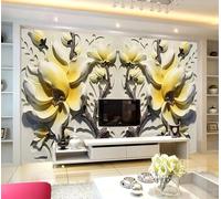 Papel Pintado Pared Relieve Floral Amarillo Fotomurales 3D Papel Tapiz Moderno Dormitorio Murales -KX01364, 350x250cm