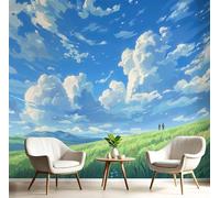 Papel Pintado Pared Resumen Pradera 98×70cm Papel Tapiz Fotomurales 3D, Cuentos Hadas Paisajes Dormitorio Salón Tv Fondo Pared, Moderna Decora Murales, Azul Murales Fotográficos