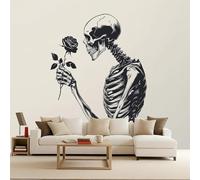 Papel Pintado Pared Rosa Flores Calaveras Gótico Fotomurales 400x280 cm, Foto Mural 3D Papel Tapiz Fotográfico, Tejido No Tejido Mate Murales Decorativos Pared, Para Dormitorio Salon Decoración