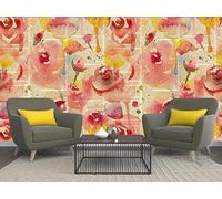 Papel Pintado Pared Rosas Acuarelas 400x280cm Fotomurales Decorativos Pared Infantil 3D Murales Dormitorio Salon -MIWEI Wallpaper-ZXY-31967