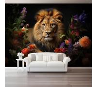 Papel Pintado Pared Salvajes Y Hermosos Animales,Flores Silvestres, Negro Mural Autoadhesivo 400 x 280 cm（WxH Adhesivo Muebles Autoadhesivo Papeles Pintados para Dormitorio Salón Pasillo
