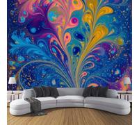Papel Pintado Pared Vórtice De Mármol Psicodélico Papel Pintado Efecto 3D Textura Abstracta Salón Dormitorio Azul Oscuro Fotomurales Tejido No Tejido Murales Decorativos Pared, 200X140Cm