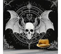 Papel pintado Patrón De Calavera Con Alas De Murciélago 400 x 280 cm, Estilo Gótico Póster fotográfico mural papel pintado moderno decoración de pared sala de estar dormitorio oficina, Negro