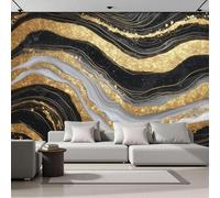 Papel Pintado Patrón De Onda Abstracto Arte Fluido De Lujo 400 × 280 Cm Fotomurales Pared Seda Decorativos Murales Fotográfico De Paredes Salón Dormitorio Habitación De Los Niños Negro
