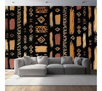 Papel pintado Patrón De Símbolos 250 x 175 cm Decoración de pared moderna, Estilo Bohemio Decorativo para dormitorio, sala de estar, habitación infantil, Negro