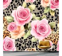 Papel pintado Patrón Floral, 300 x 210 cm Estilo Leopardo En Acuarela Papel tapiz fotográfico personalizado no tejido para sala de estar y habitación infantil, Rosa Marrón