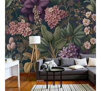 Papel Pintado Patrón Floral Retro Efecto 3D Un Mar Flores Follaje Verde - Verde Oscuro - Fotomurales Pared Decorativos Murales Fotográfico Decoración De Paredes (200 × 140 Cm)