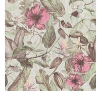 Papel Pintado Patrón, Tropical Estilo & Óptica Textil - Rosa, Verde, Marrón