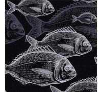 Papel Pintado Peces, 44 x 600 cm Papel Pintado Animales Marinos Abstracto Azul Marino Oscuro Blanco Peces Mundo Submarino Vinilo Adhesivo para Muebles,Armarios,Libreria,Sala de Estar, Dormitorio,Baño