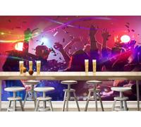 Papel Pintado Personalidad Moda Colorido Salón De Baile Multitud Música Bar Club Nocturno Cafetería Fondo Mural Restaurante Occidental Papel Tapiz,3D,300x210cm