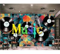 Papel Pintado Personalizado Pintado A Mano Música Graffiti Arte Bar Tema Té De La Tarde Postre Casa Fondo Pared Restaurante Occidental Papel Tapiz Café Mural,3D,300x210cm