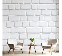 Papel Pintado Piedra De Ladrillo Industrial - Papel Pintado Panorámico 450X315Cm, Blanco Arquitectura Moderna 3D Foto Mural Decoración Del Hogar Para Sala Dormitorio Comedor Oficina De Paredes