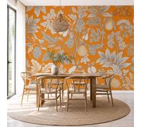 Papel Pintado Piña Pera Ramas Hojas Country Retro 450 × 315 Cm Fotomurales Pared Seda Decorativos Murales Fotográfico De Paredes Salón Dormitorio Habitación Amarillo